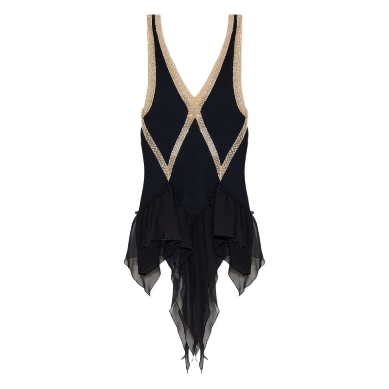 The Attico Embellished Ruffled Mini Dress