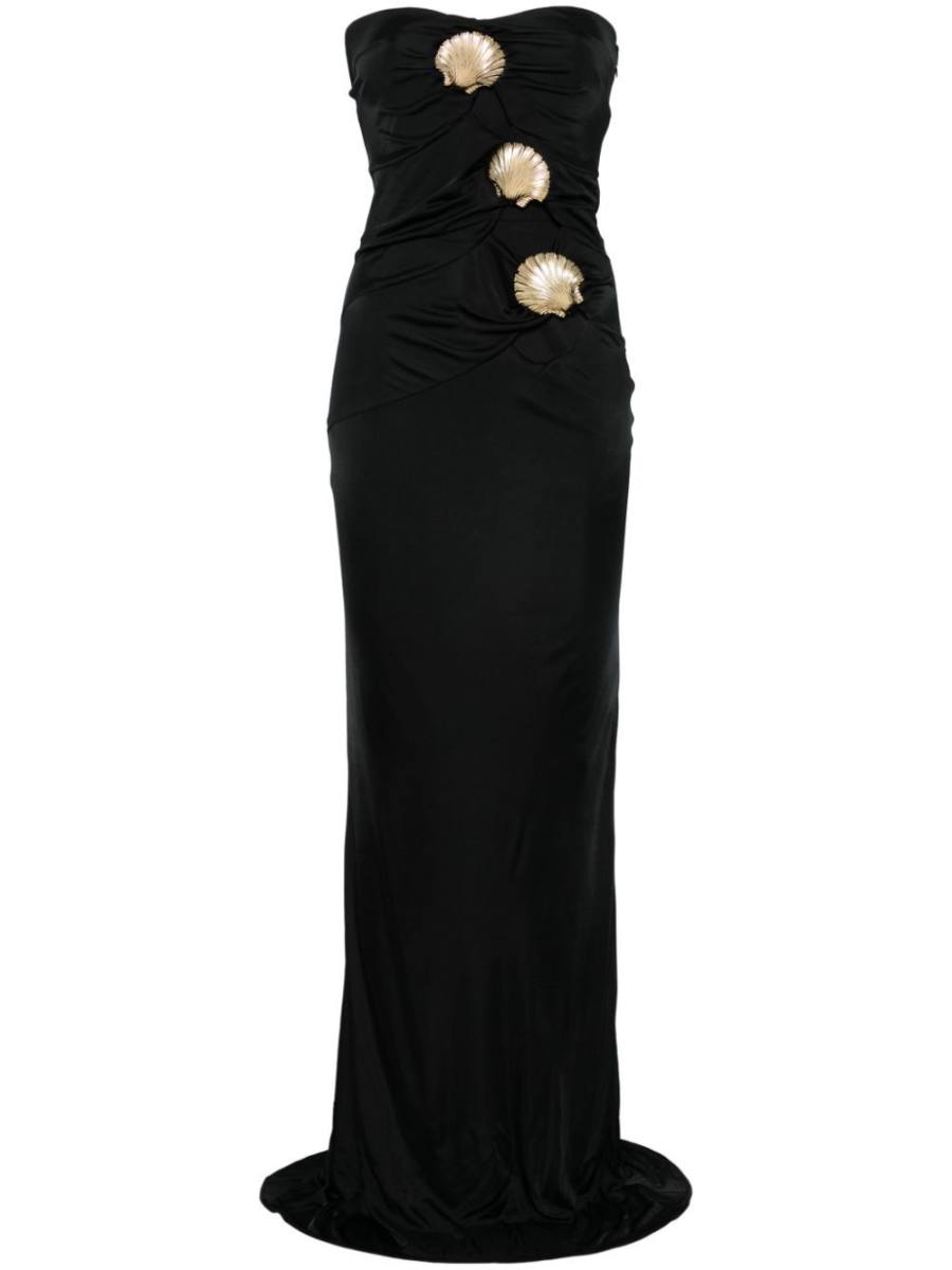 seashell-brooch maxi dress