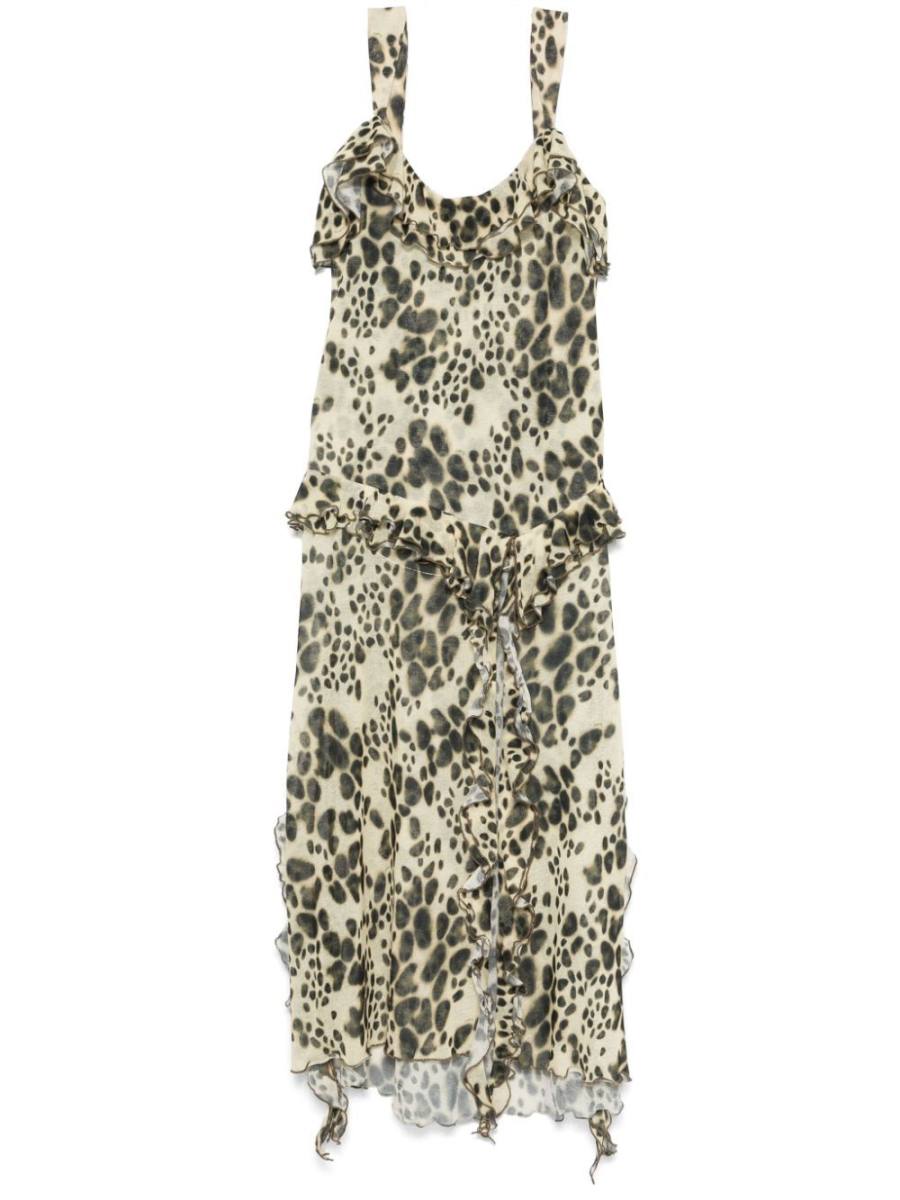 animal-print long dress