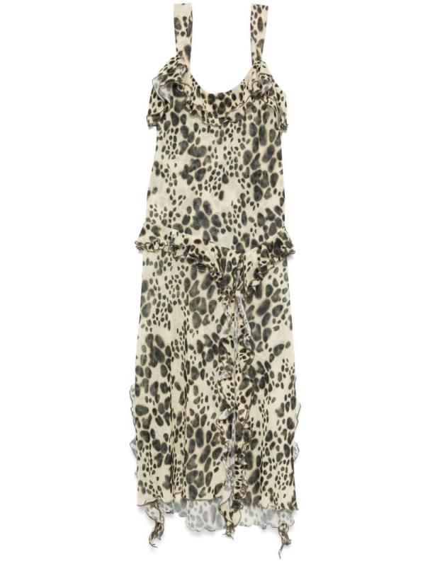 animal-print long dress