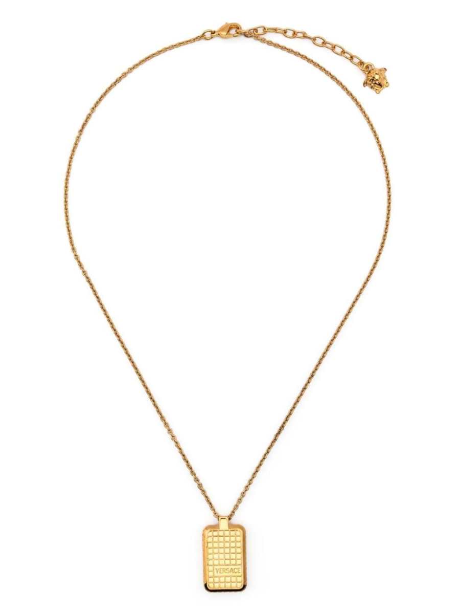 logo-engraved pendant necklace