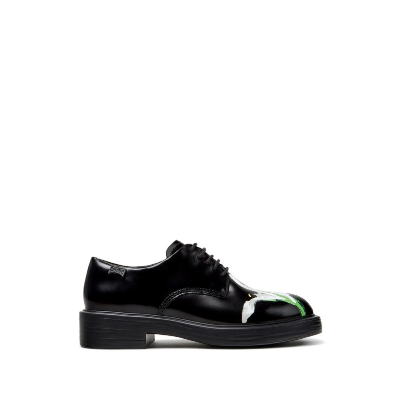 Camper Twins Floral-print Leather Derby Shoes