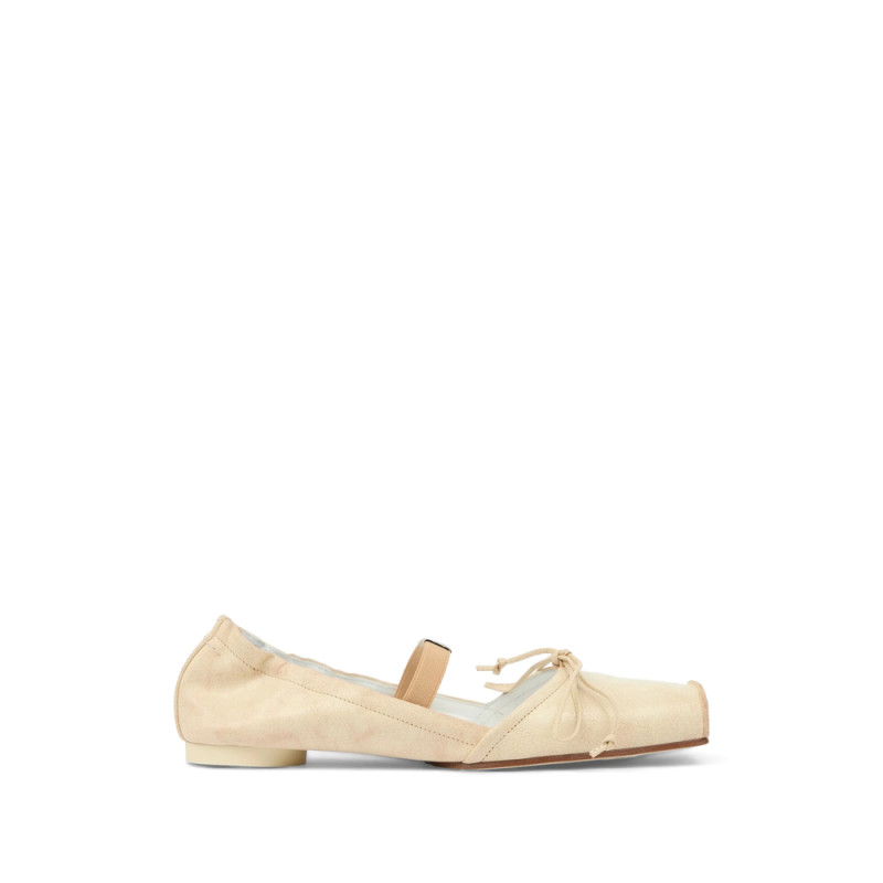 Mm6 Maison Margiela Square Toe Strap Leather Ballerina Shoes