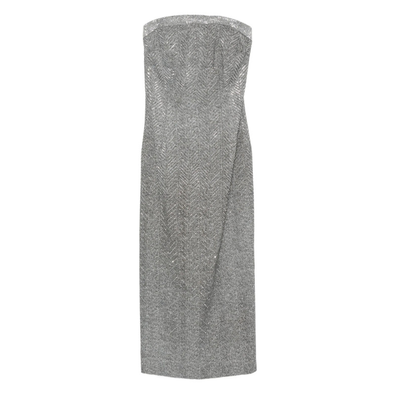 Ermanno Scervino Rhinestone-embellishment Herringbone-pattern Maxi Dress