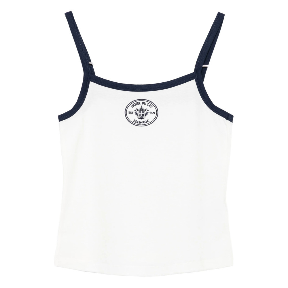 Sporty & Rich Navy-trimmed Cotton Top