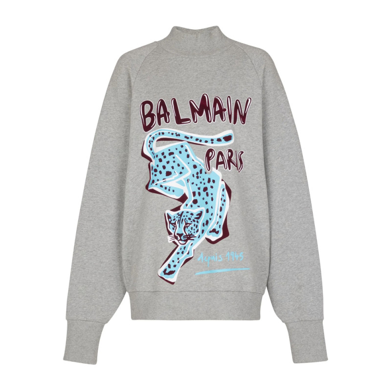 Balmain Cheetah-print Turtleneck Sweatshirt