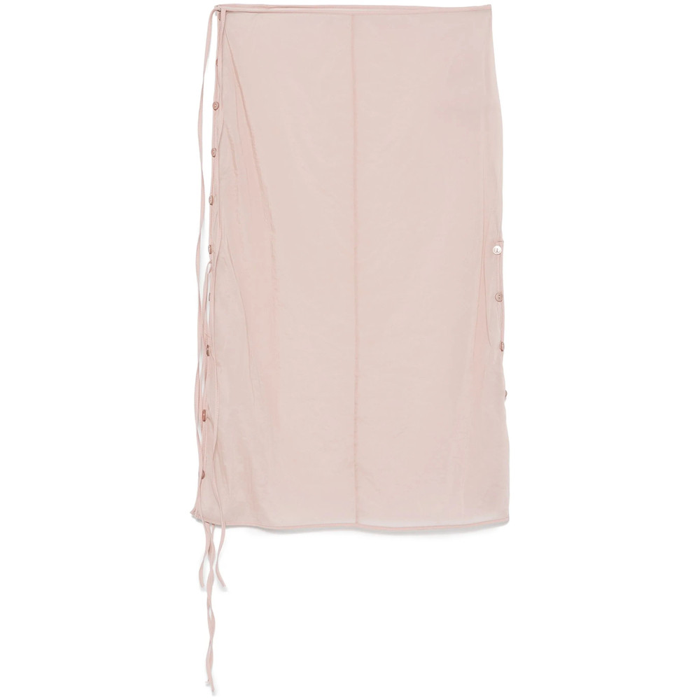 Low Classic See-through Button-loop Midi Skirt