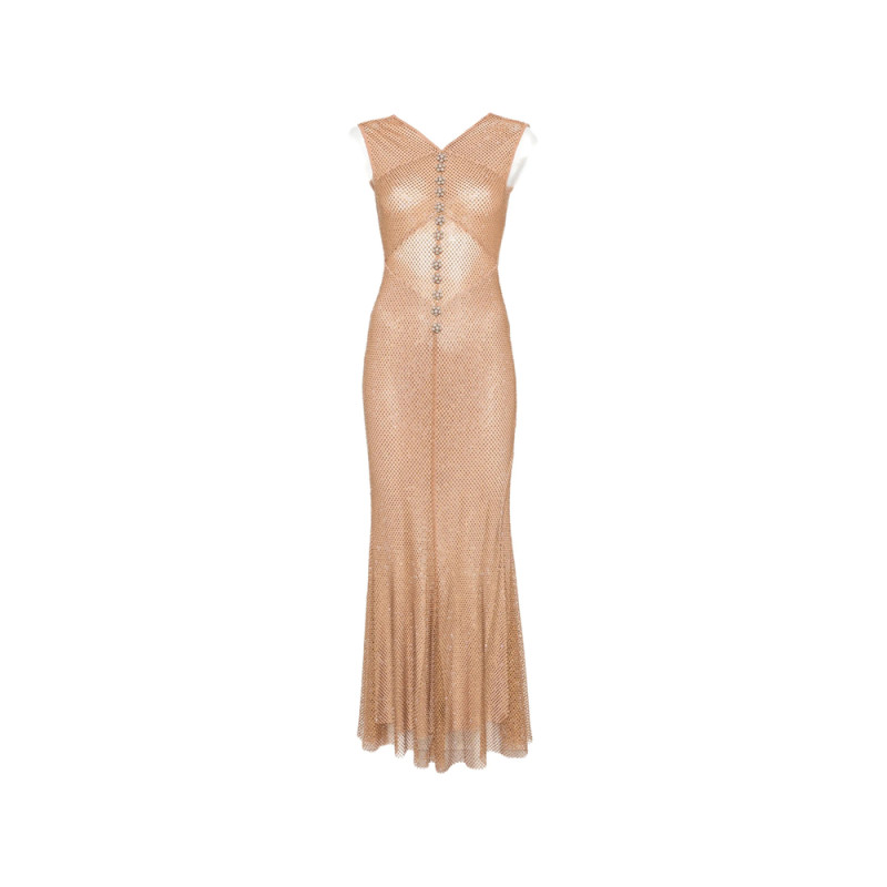 Self-portrait Crystal-embellished Mesh Maxi Dress