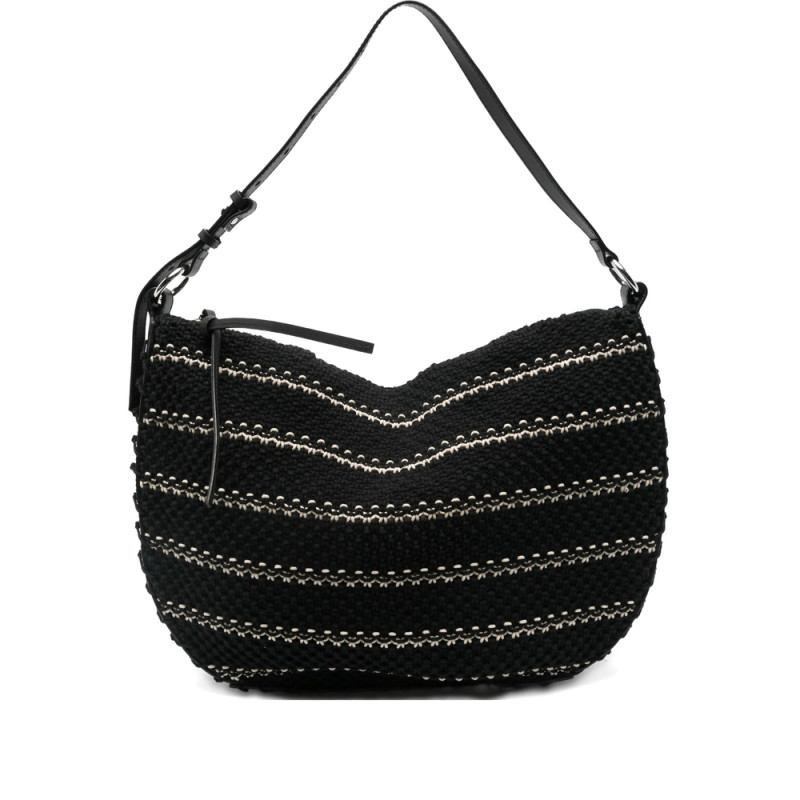 Ba & sh Leather-trimmed Knitted Shoulder Bag