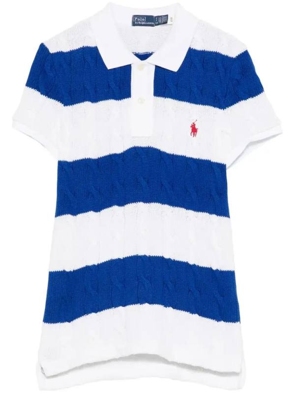 cable-knit polo top