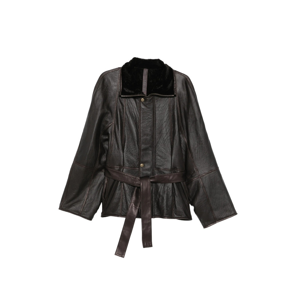 Petar Petrov Belted Shearling-collar Jacket