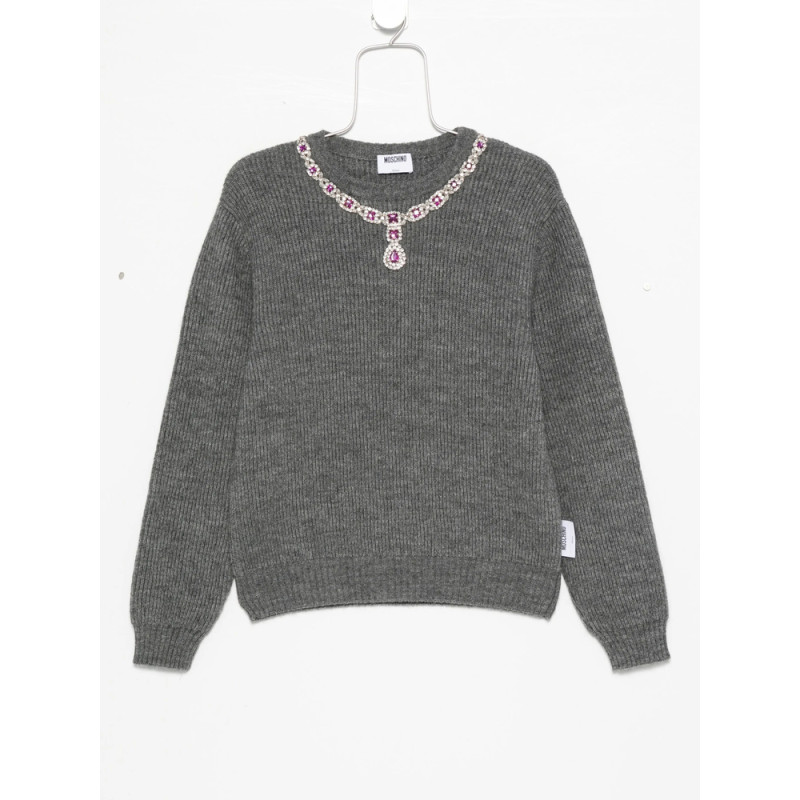 Moschino Jewel-embellished Ribbed Sweater