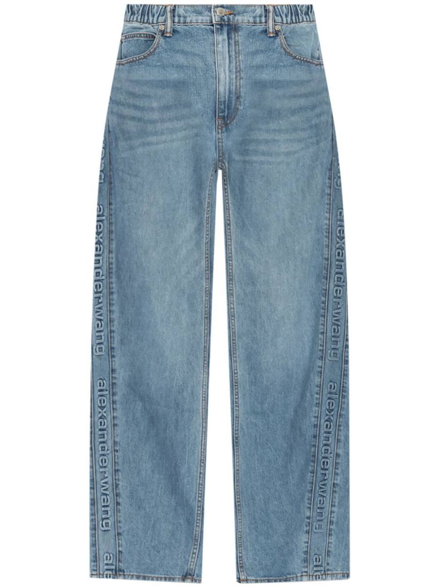 logo-embossed boyfriend jeans