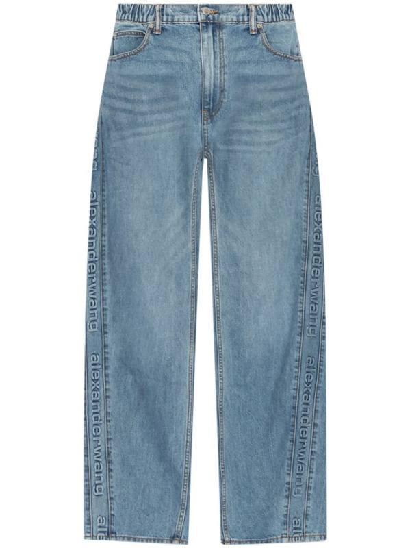logo-embossed boyfriend jeans