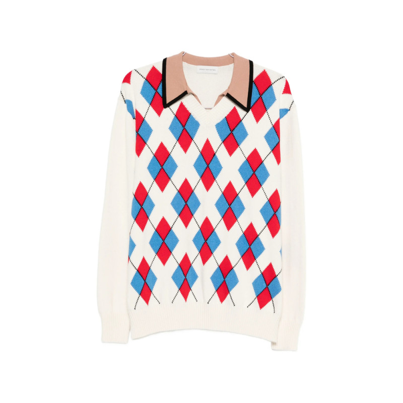 Dries Van Noten Argyle V-neck Sweater