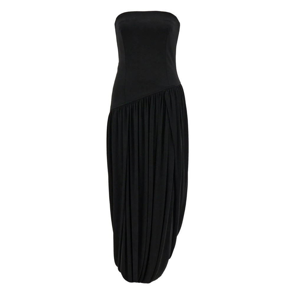 Ferragamo Asymmetric Ruched Bustier Midi Dress