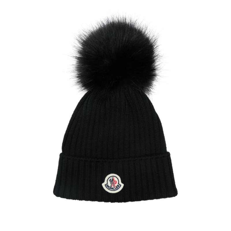 Moncler Pom-pom Logo-patch Beanie Hat