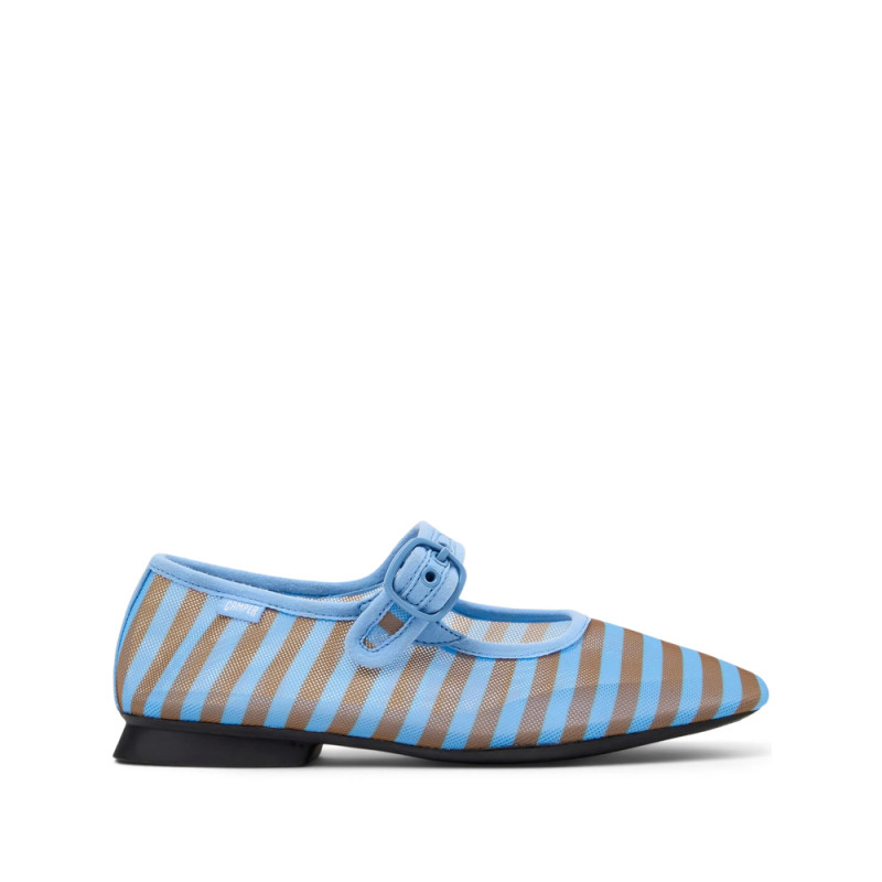Camper Casi Myra Striped Buckle Ballet Flats