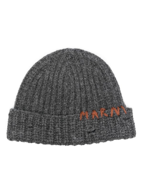 embroidered-logo wool beanie