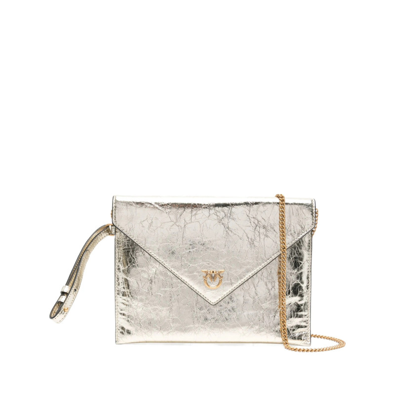Pinko Small Metallic-leather Flap Clutch