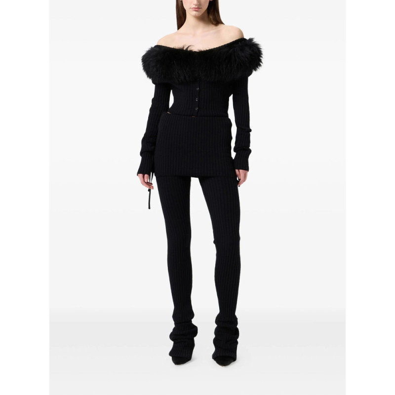 Blumarine Ribbed-knit Tie-detail Trousers