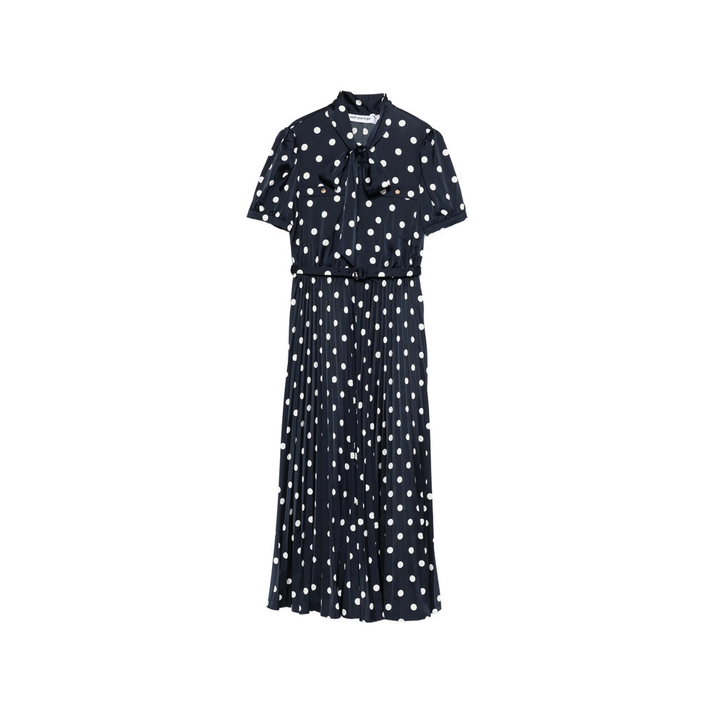 Self-portrait Polka Dot Pleated Midi Dress