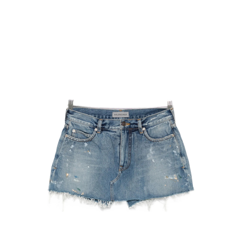Balenciaga Distressed Paint-splatter Shorts