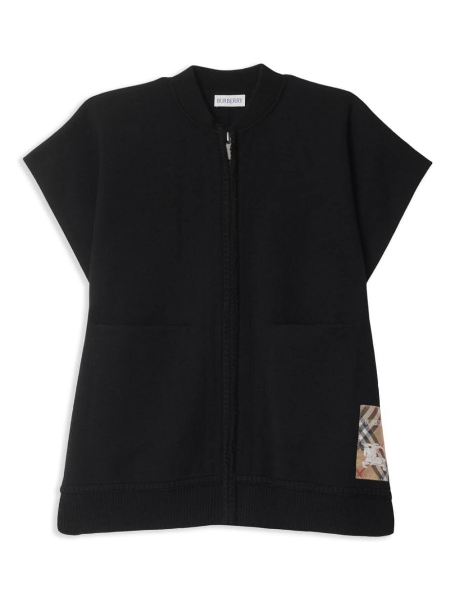 check-print logo-patch cape