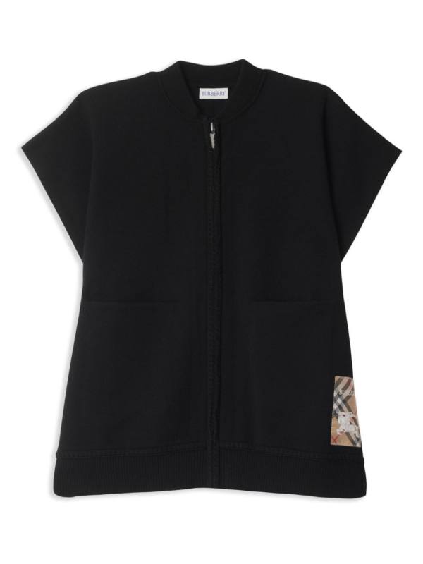 check-print logo-patch cape