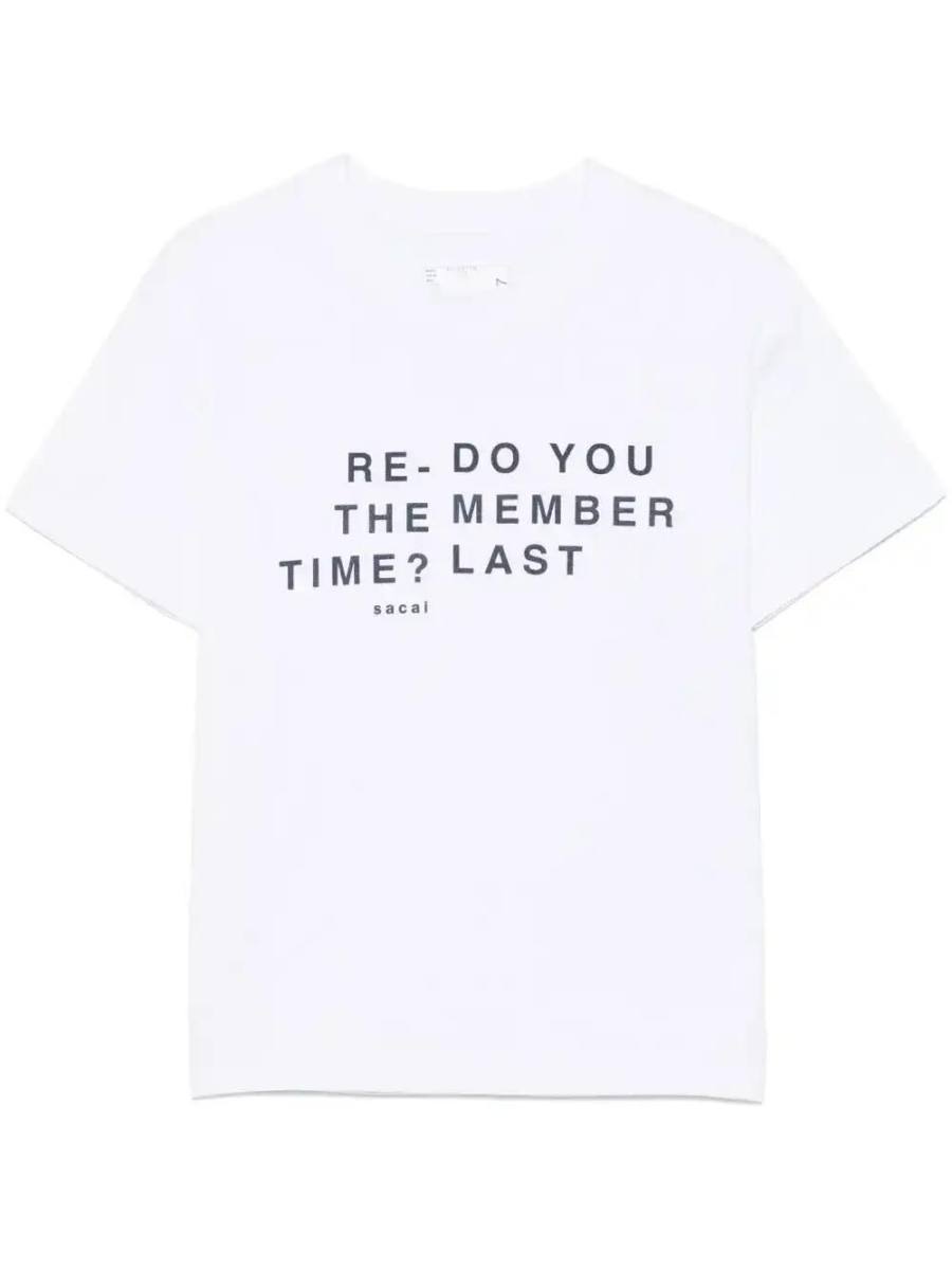 flocked-slogan T-shirt