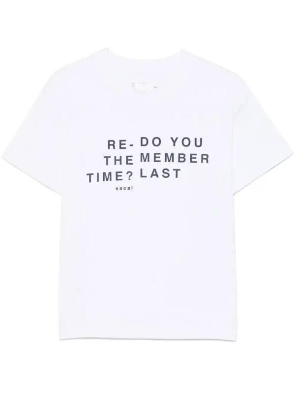 flocked-slogan T-shirt