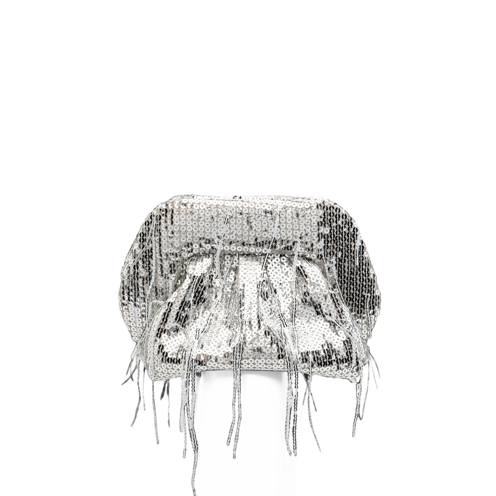 Themoirè Small Bios Sequin-embellished Fringed Clutch Bag