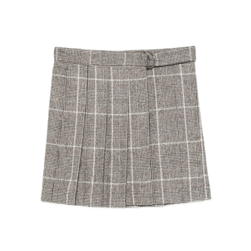 Brunello Cucinelli Pleated Check Skirt