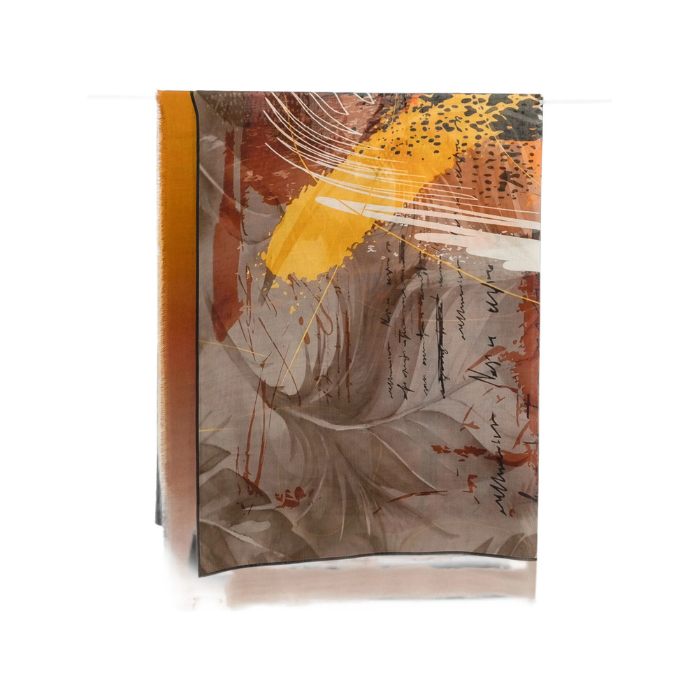 D'aniello Abstract-print Frayed-edge Scarf