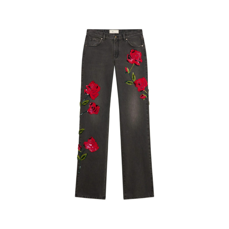 Blumarine Sequin-embroidered Wide-leg Jeans