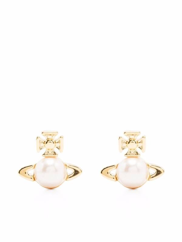 logo faux-pearl earrings