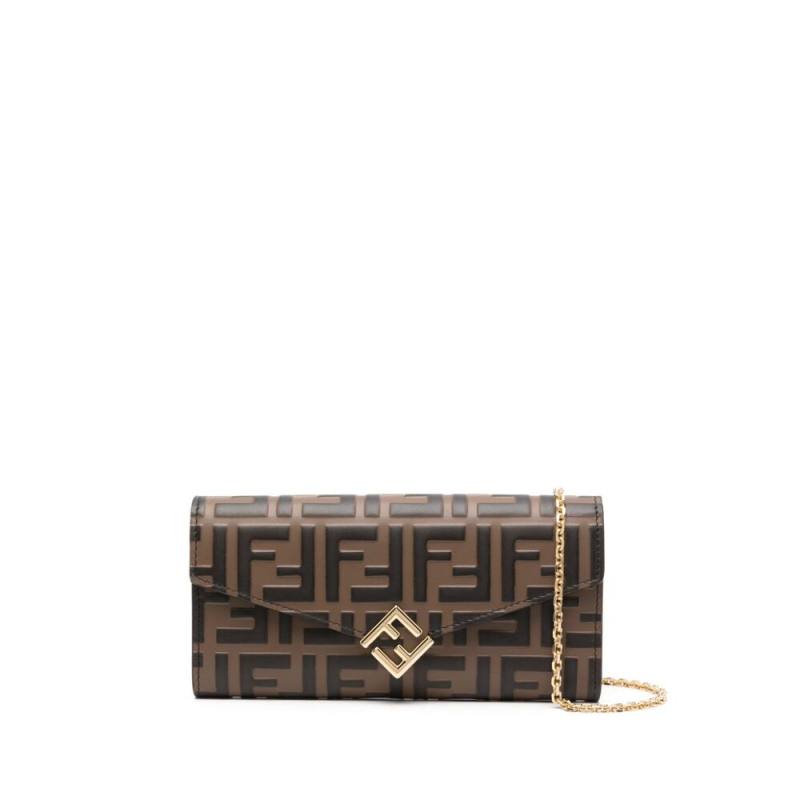 Fendi FF Diamonds Leather Chain Wallet