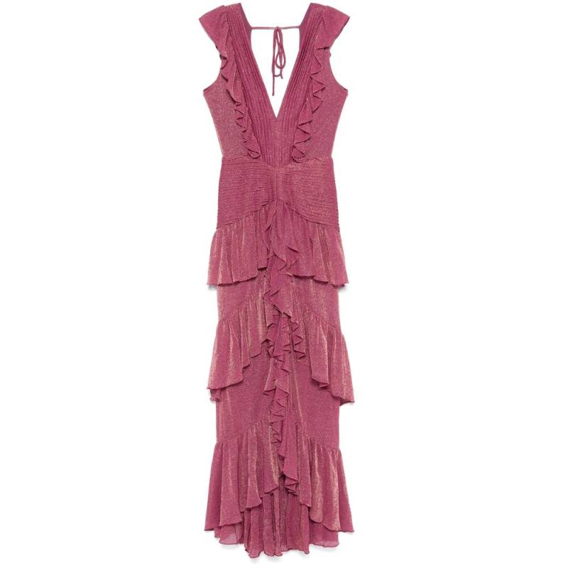 Patbo Metallic Ruffle Maxi Dress