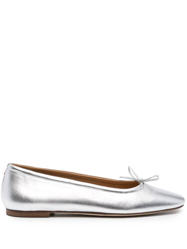 metallic leather ballerina shoes
