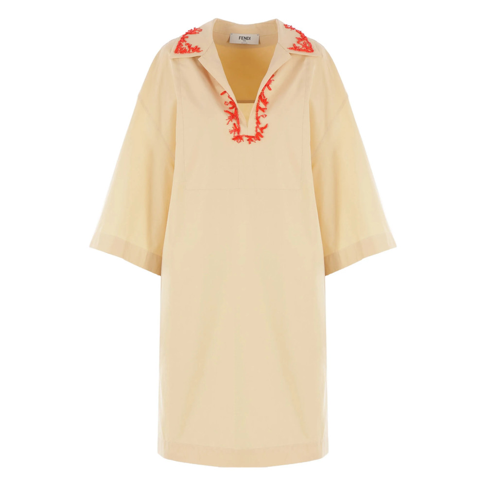 Fendi Bead-embroidered Cotton Dress