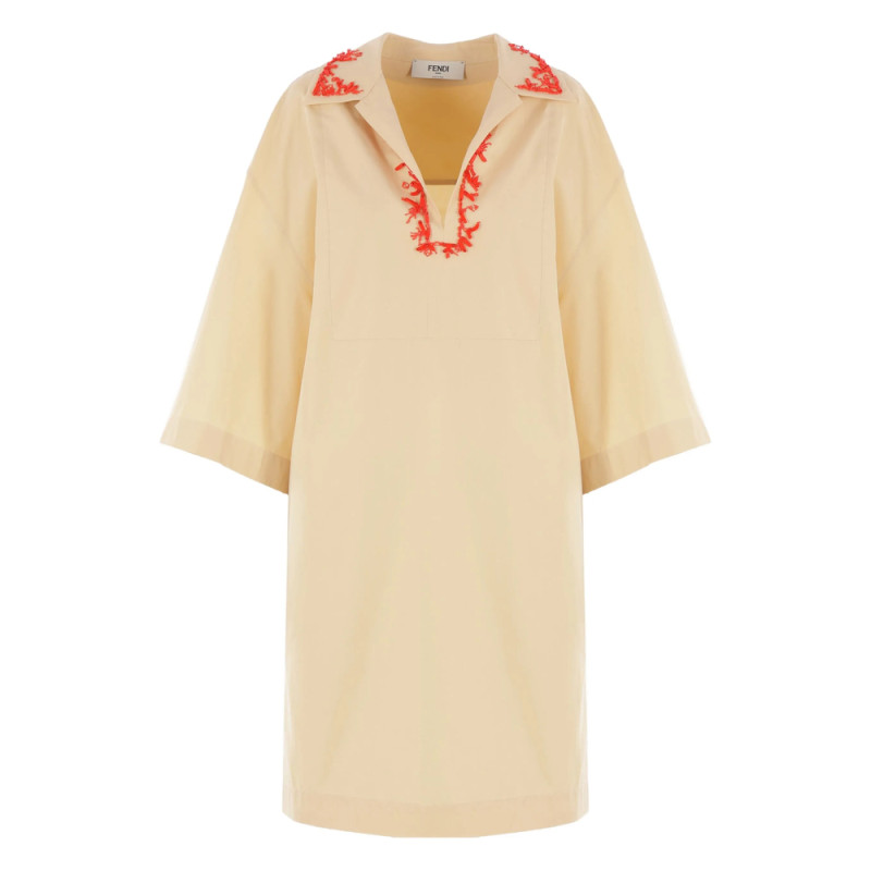 Fendi Bead-embroidered Cotton Dress