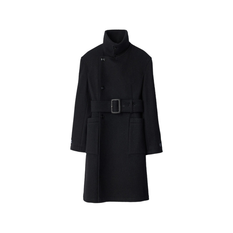 Lemaire Fitted Wrap Coat In Felted Wool And Alpaca Blend