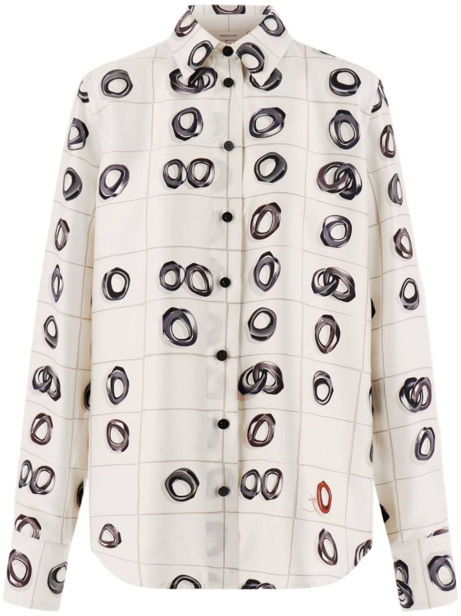 graphic-print silk shirt