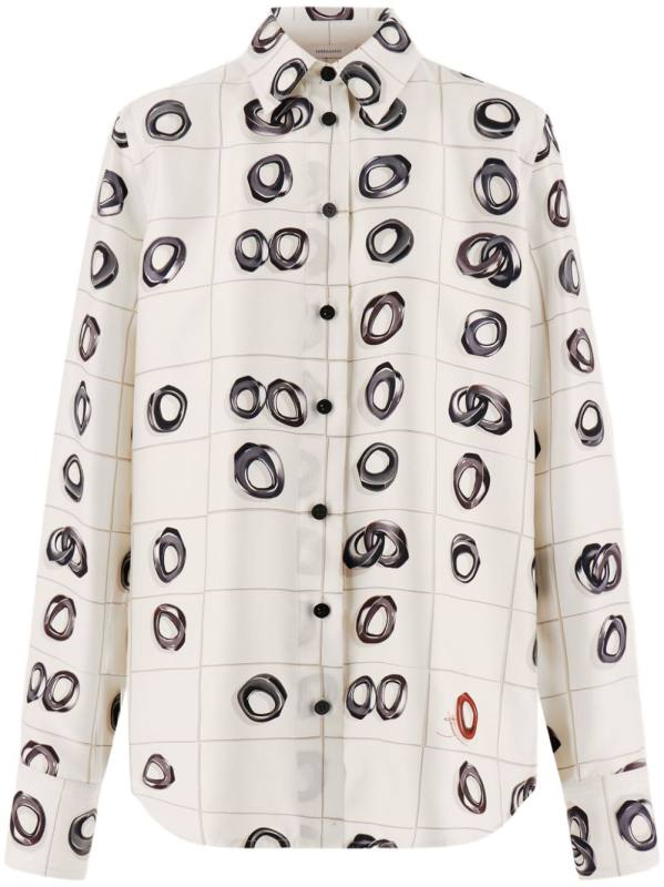 graphic-print silk shirt