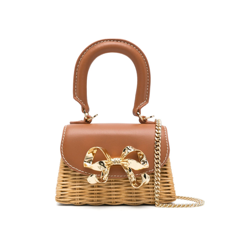 Self Portrait Rattan Bow Mini Bag