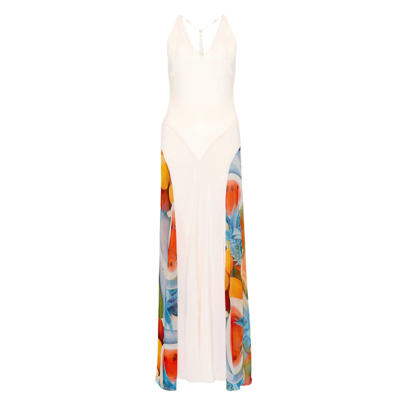 Donde Esteban V-neck Printed Maxi Dress