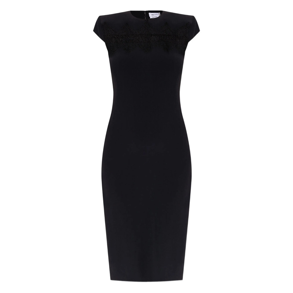 Alexander Mcqueen Cap-sleeve Lace-embroidered Midi Dress