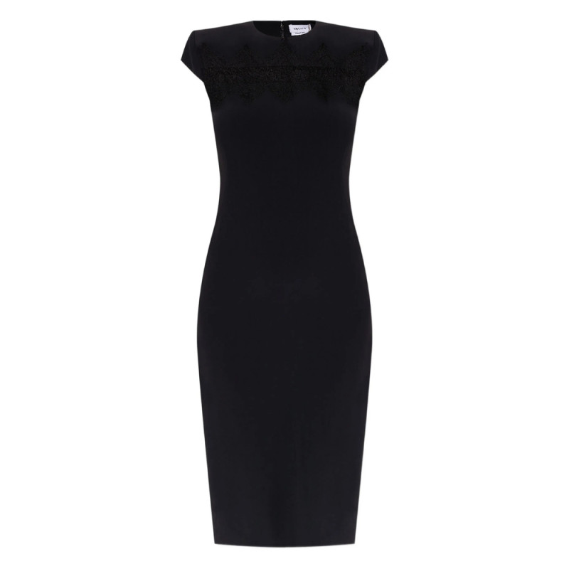 Alexander Mcqueen Cap-sleeve Lace-embroidered Midi Dress