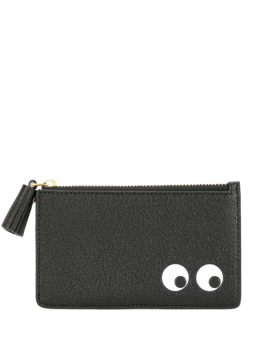 Eyes zipped leather wallet