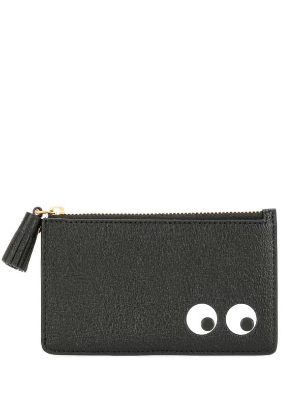 Eyes zipped leather wallet